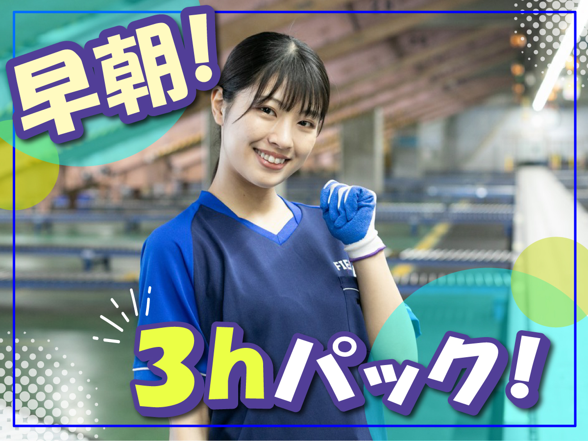 【早朝】5時～8時/週2日～OK/短時間/日払いOK(規定有)/お荷物の仕分けのお仕事！