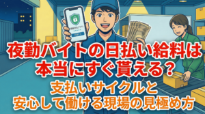 夜勤バイトの日払い給料は本当にすぐ貰える？支払いサイクルと安心して働ける現場の見極め方