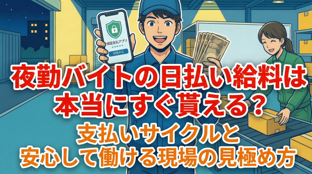 夜勤バイトの日払い給料は本当にすぐ貰える？支払いサイクルと安心して働ける現場の見極め方