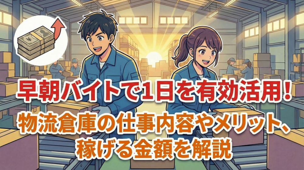 早朝バイトで1日を有効活用！物流倉庫の仕事内容やメリット、稼げる金額を解説