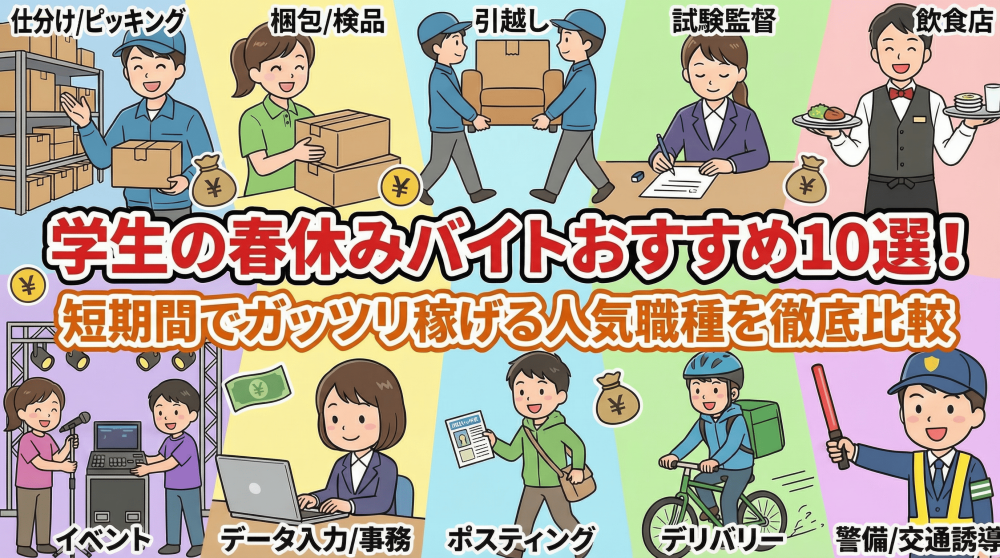 学生の春休みバイトおすすめ10選！短期間でガッツリ稼げる人気職種を徹底比較