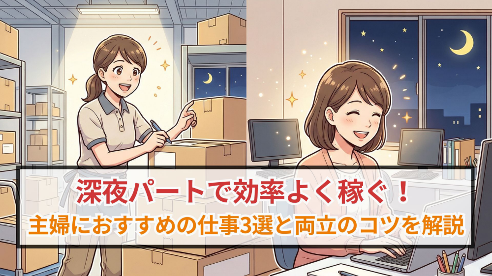 深夜パートで効率よく稼ぐ！主婦（夫）におすすめの仕事3選と両立のコツを解説